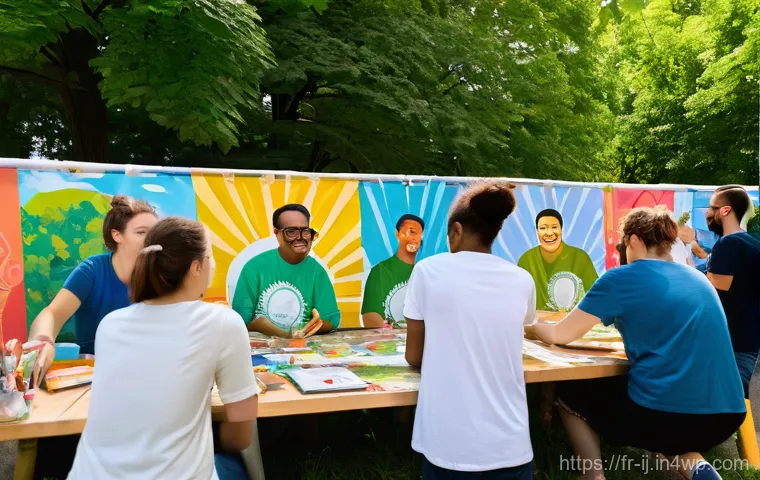 스폰서십의 구조와 유형 - **Prompt:** A vibrant, diverse community festival is taking place in a sunny Parisian park. In the f...