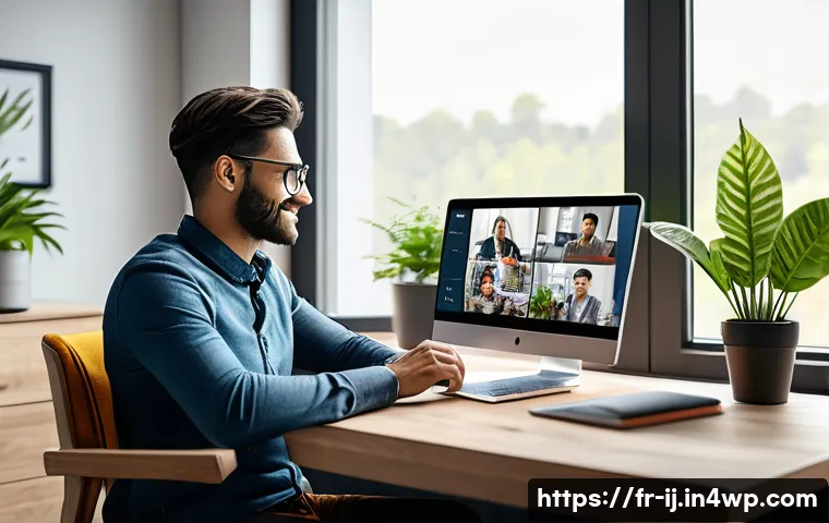 스폰서 관계에서의 전문성 강조하기 - A professional influencer sitting at a modern desk with a laptop and smartphone, engaged in a transp...